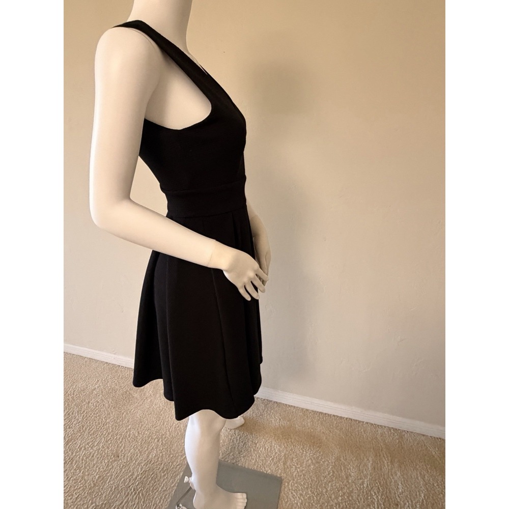 Haute Monde Black Knit Fit & Flare Mini Sleeveless V-Neck Pleated Zip Dress S - Picture 11 of 16